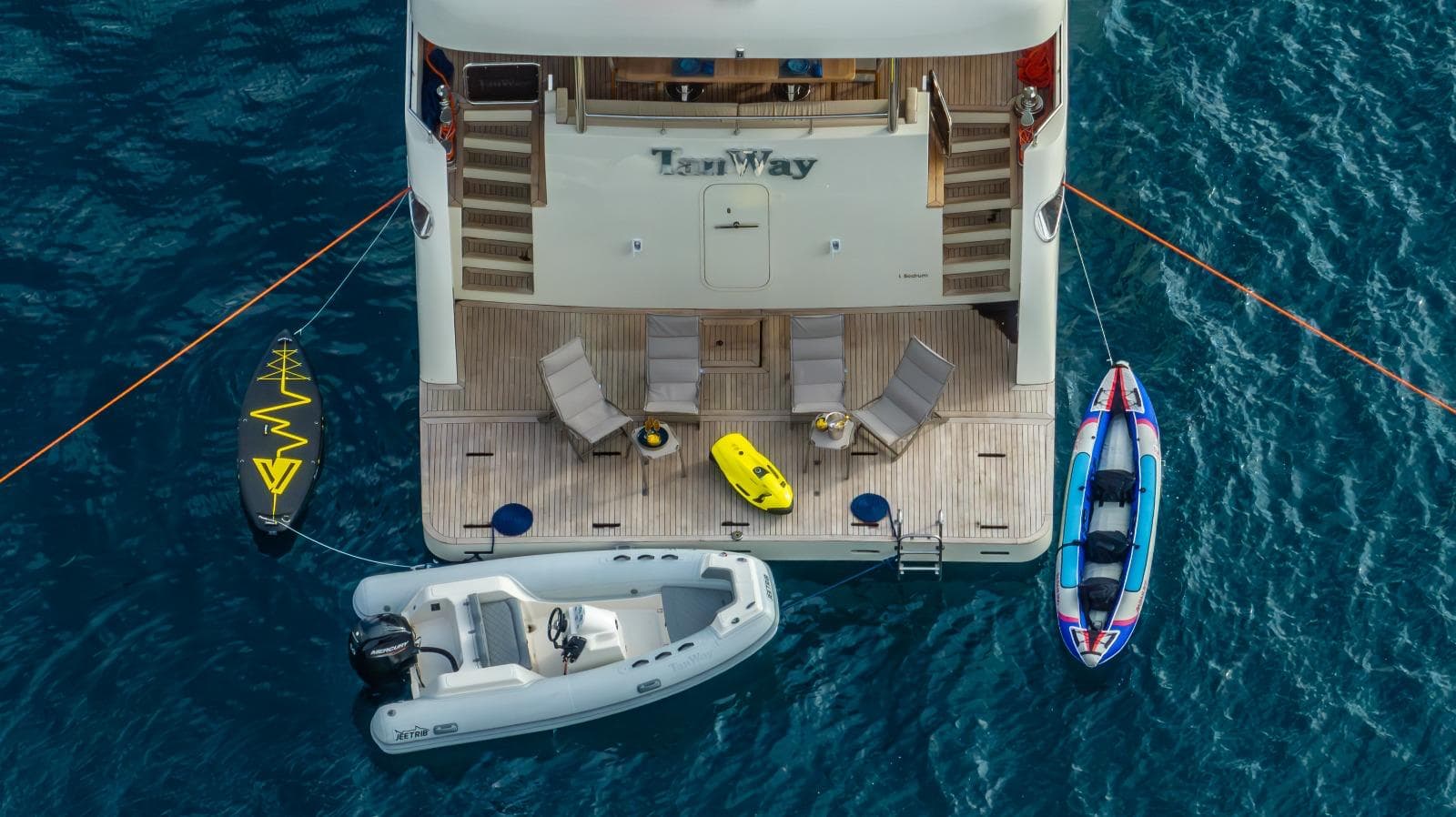 Tender, Seabob, kayak and paddle board